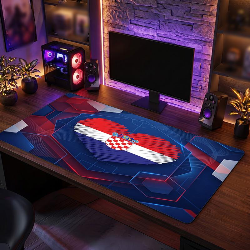 Croatia Football Crest Mouse Pad, Extended Non Slip Rubber Desk Mat for Gaming Office Laptop Fan Gift