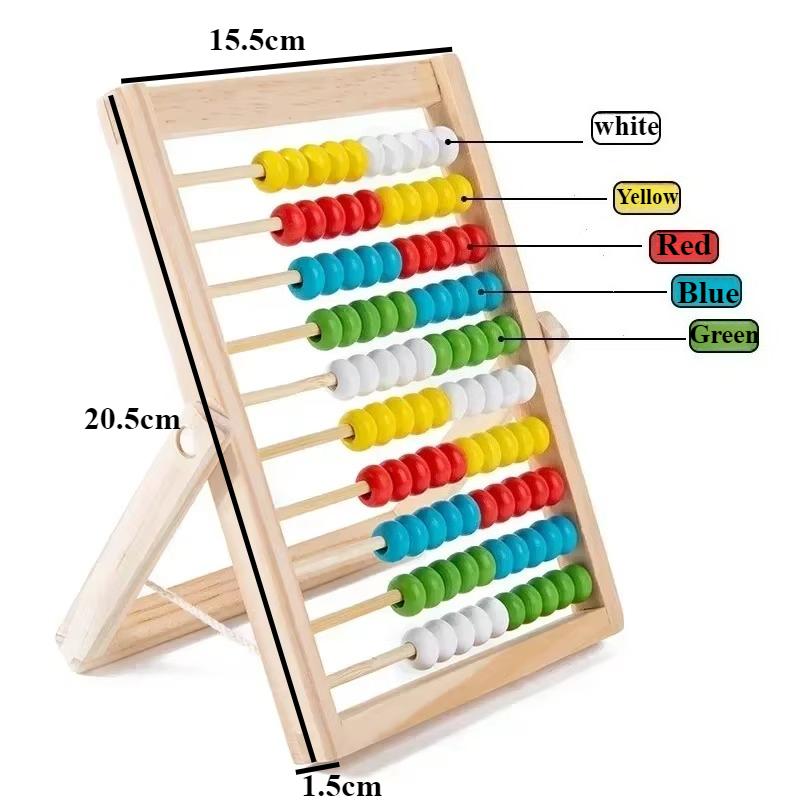 Non-Toxic Classic Wooden Educational Counting Toy 100 Beads Preschool Math Learning Toys Montessori Number Arithmetic Abacus Toddler Gift