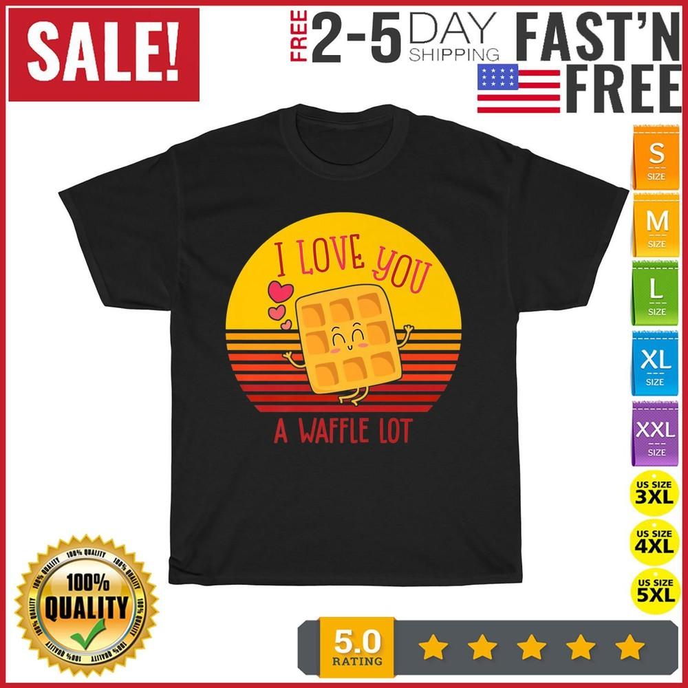 Love You A Waffle Lot Kawaii Valentines Day Retro Vintage T Shirt Unisex Premium