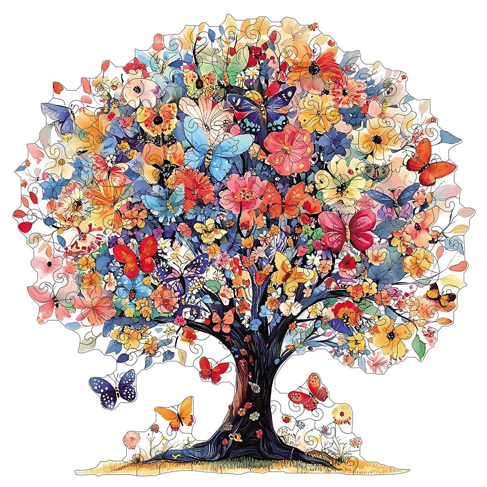 Butterfly Tree Wooden Puzzle, Uniquely Irregular Animal Shaped Wooden Toys, Creative Handmade Decorations, Holiday Gifts