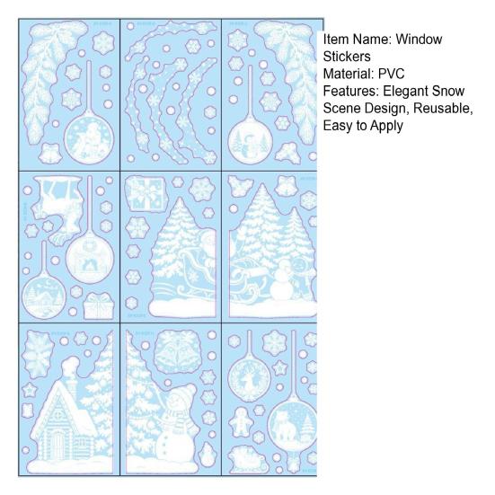 Holiday Static Window Stickers 9 Sheets Christmas Stickers, Reusable Snowflake Santa Claus Reindeer Large Collage Decor Decals for Glass Decoration,