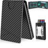 RFID Anti-theft Carbon Fiber Automatic Elastic Card Men's Leather Wallet Slim Wallet Spot