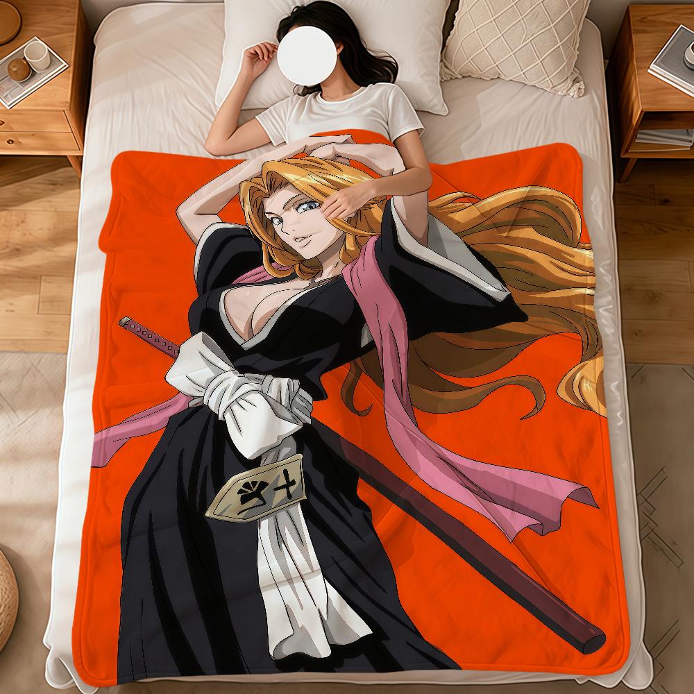 

anime fanart m-Matsumoto Rangiku soft warm plush blanket for dormitory sofa living room pet hogar bedroom gift nap home Flannel 75x90cm