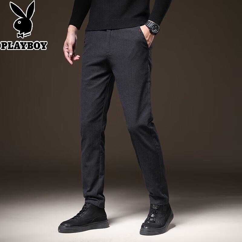 

PLAYBOY Men s Slim-Fit Straight Casual Trousers 29
