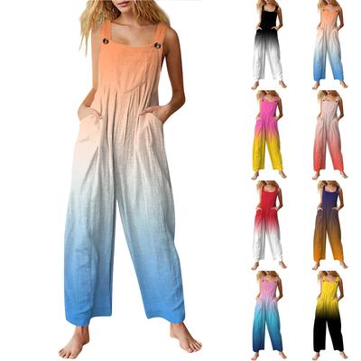 Women's Casual Jumpsuit Sleeveless Fashion Gradient Printed Jumpsuit