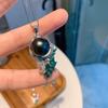 Cross Border Green Treasure Deep Yellow Shell Pearl Pendant Micro Inlaid Simulation Socialite Set Necklace Women