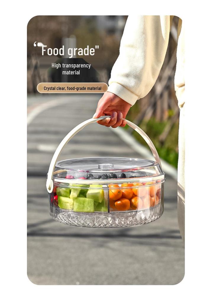Portable Fruit Storage Bowl with Compartments and Lid