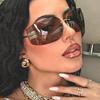 Lunettes de soleil carrées sans monture tendance pour femmes hommes surdimensionnées enveloppantes tendance grande monture lunettes de soleil