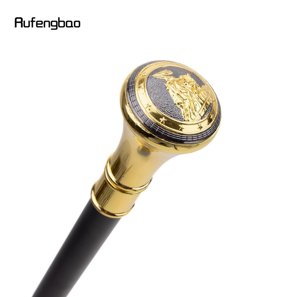 Golden Russia Style Hoise A Flag Relief Walking Cane Fashion Walking Stick Gentleman Luxury Crosier Knob Walking Stick 93cm