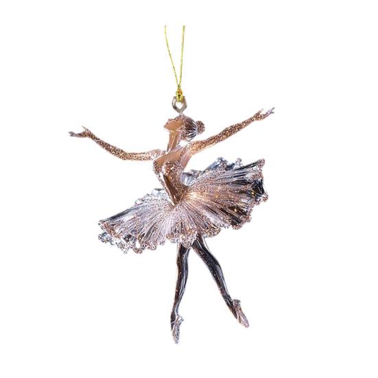 Sparkling Ballerina Christmas Ornament 2D Acrylic Hanging Decor for Tree Car Mirror Home Display Festive Dance Figure