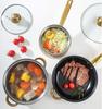 Stainless Steel Non-Stick Pot, Gold-Plated Handle, Double Bottom, Soup Pot, Milk Pot, Frying Pan Combination Set, 12 Pcs