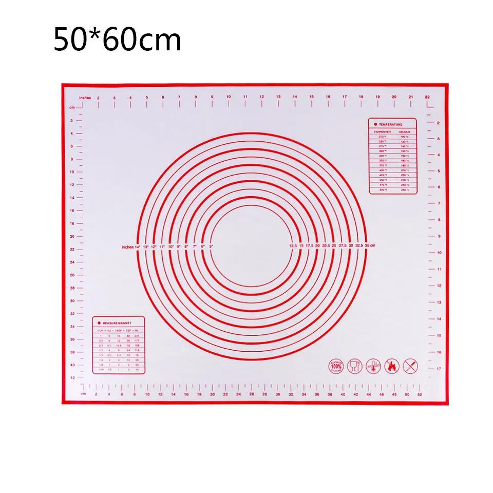 60/50/40cm Silicone Pad Baking Mat Sheet Kneading Dough Mat For Kitchen Rolling Dough Pizza Large Dough Non-Stick Maker Holder