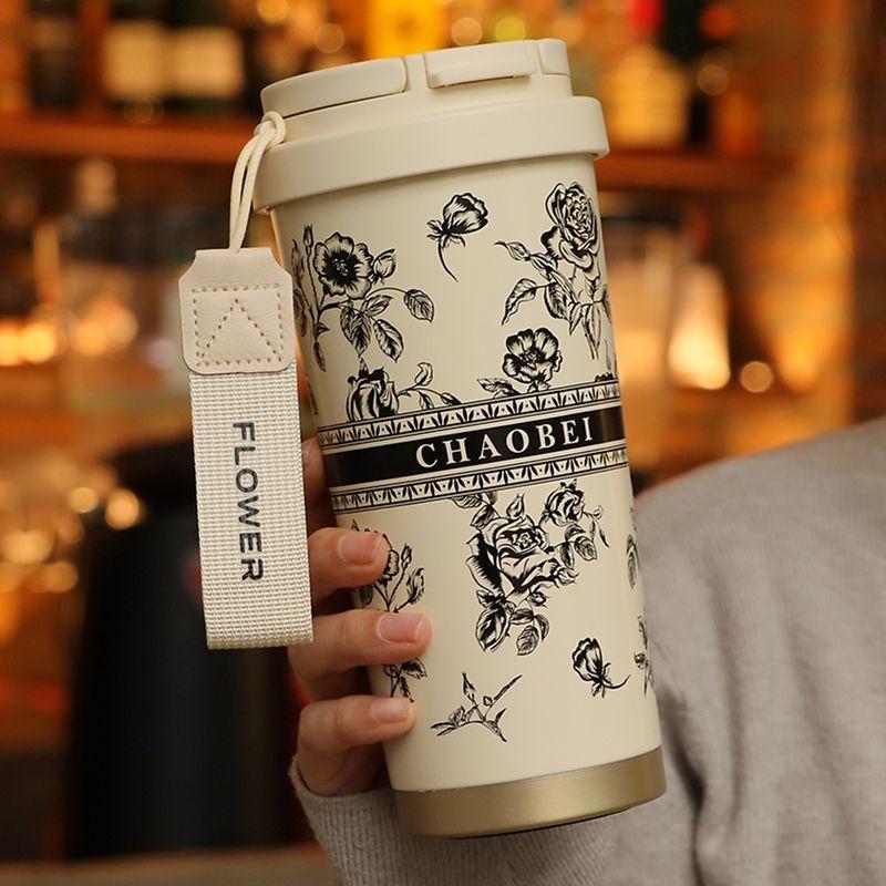 

Кружка для кофе Woman Flower объемом 500 мл из нержавеющей стали 316 с трубочкой и термосом для непосредственного питья 500ml