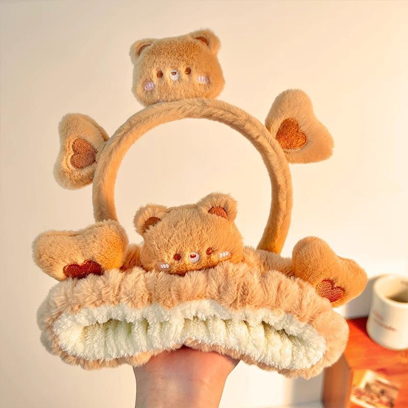 2-4pcs New Cartoon Capybara Hair Accessories Hair Bands Women Plush Animal Headband Face Wash Wristband Set Halloween
