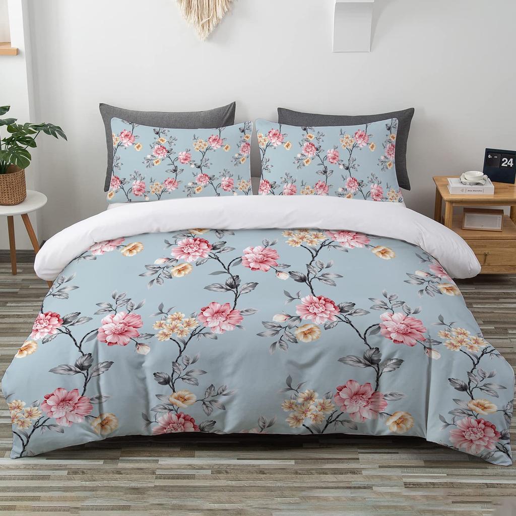 Modern Fashion Flower Bedding Three-Piece Quilt Cover