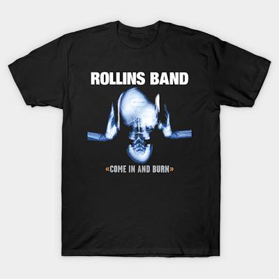 Mărime Asiatică Tricou cu Imprimeu pentru Bărbați Trupa Rollins Retro Imprimeu prin Transfer Termic Fără Tăiere Tricou din Bumbac