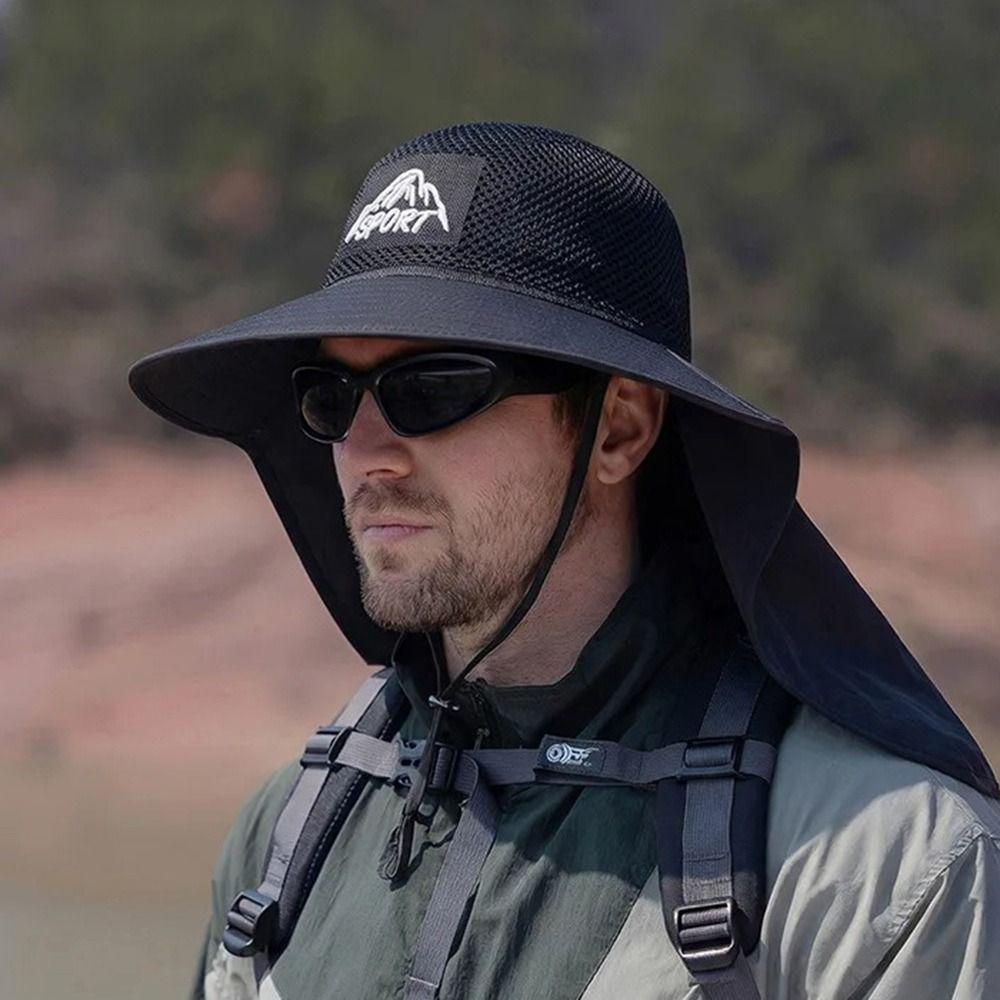 New Wide Brim Bucket Hats Neck Protection Quick-Drying Fishing Hat Sunscreen Lightweight Panama Hat Summer