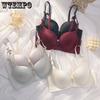 Satin Gathering Bra for Women Seamless and Steel Rimless Bra Smooth Surface Bra Push Up Bra