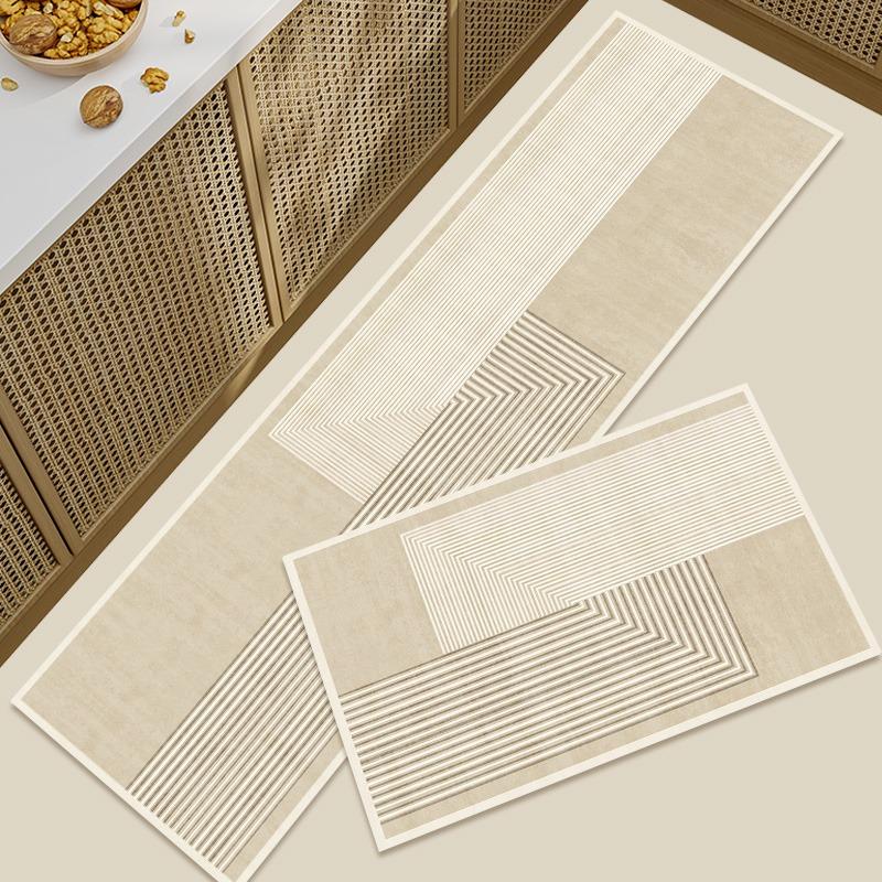 Floor Mat For Kitchen Waterproof Non-Slip Oil-Proof Carpet Minimalist Line Texture Long Size Rugs Entrance Home Decoration Mats