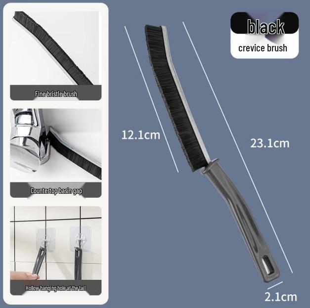 Long Handle Crevice Brush for Bathroom, Toilet, Kitchen Tile, and Window Seam Cleaning - Hard Bristle Dust Brush.