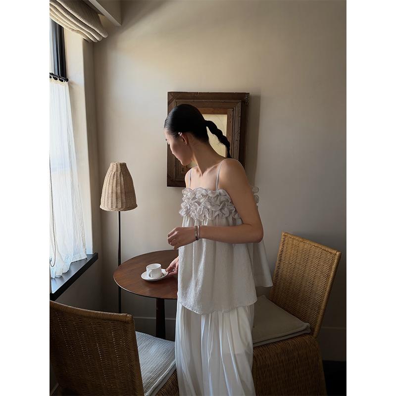 Summer Korean Gentle Heavy Industry Lace Sleeveless Vest Suspender Outer Top S