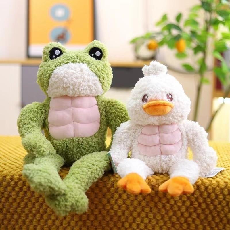 Muscular Fitness Frog Duck Plush Toys Cute Animal Stuffed Dolls Kids Soft Gifts