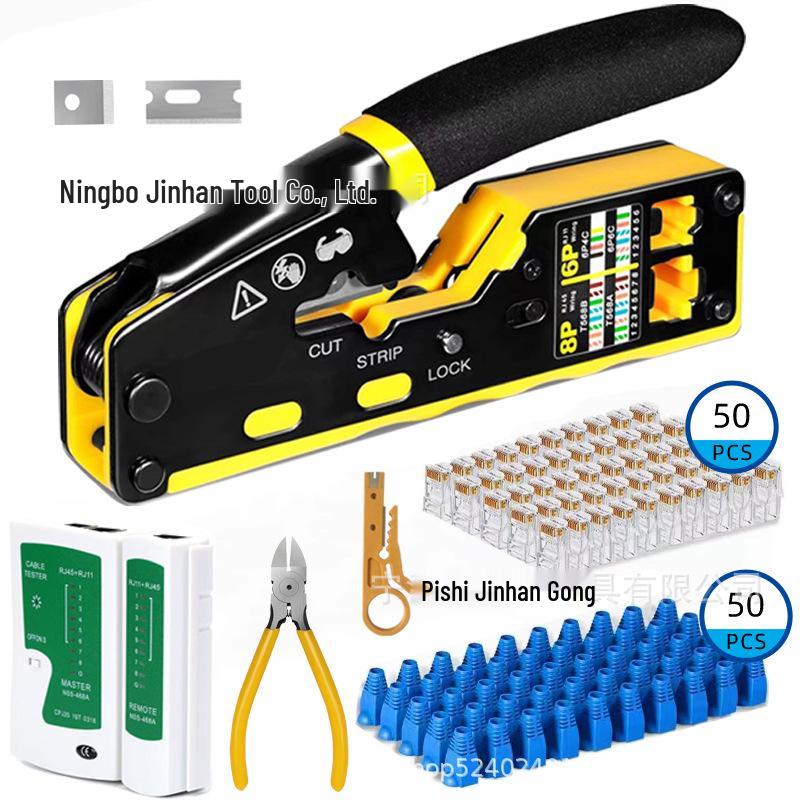 Dual-Use RJ45/RJ11 Pliers & Network Cable Repair Kit for Cat5e/Cat6