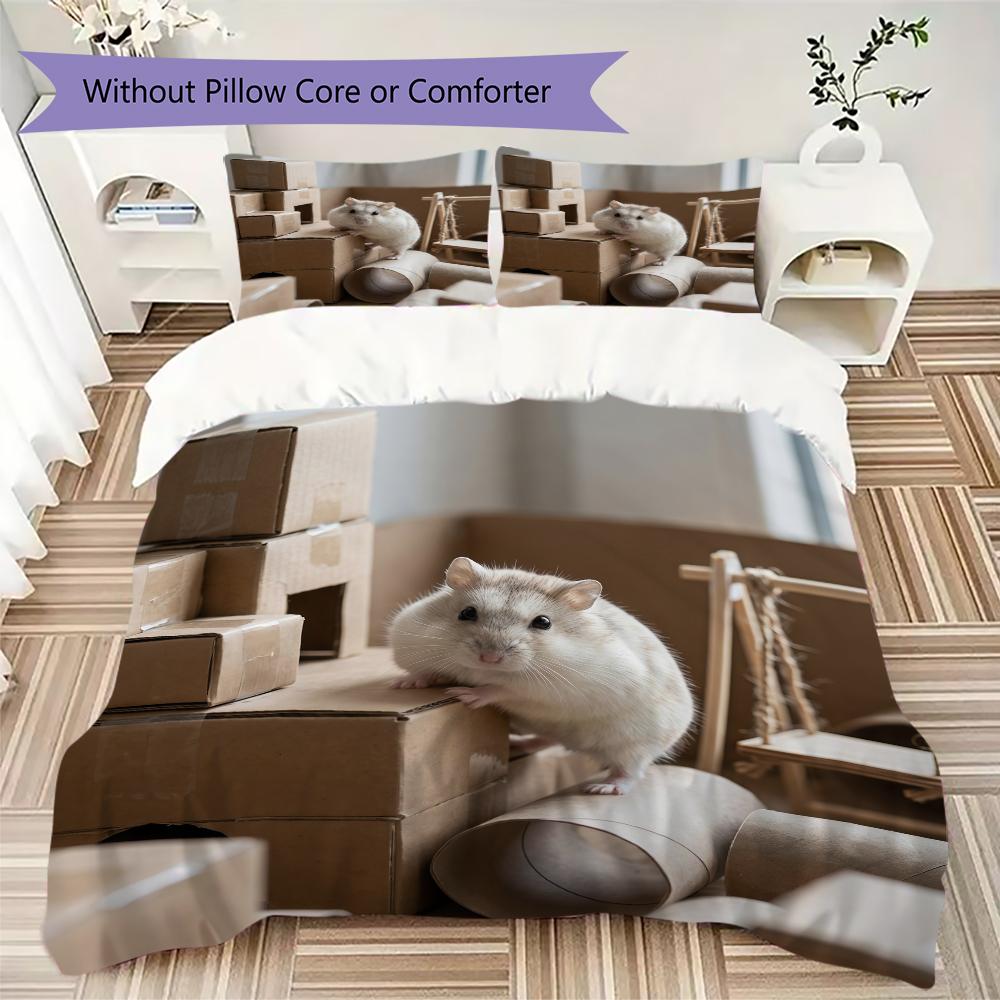 Vintage Guinea Pig Pattern Bedding uilt Set uilt Cover Pillowcase Home Decoration Birthday Gift (1 * duvet cover + 2 * pillowcase without core)