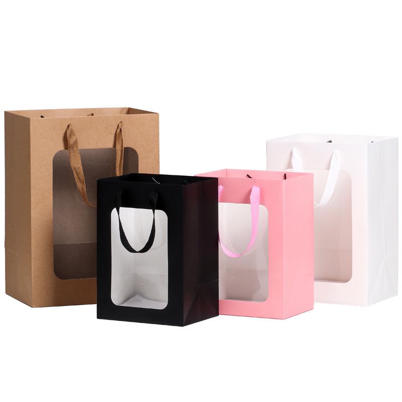 Skylight Display Handbag - Transparent Flower Christmas Gift Bag with Window