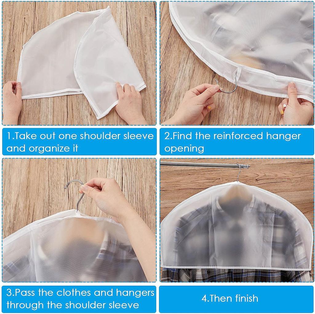20 peças Capa de Proteção contra Poeira para Pendurar Roupas Saco de Armazenamento para Vestido de Noiva Terno Casaco Sacos para Vestuário Organizador Organizadores de Roupas para Pendurar no Guarda-Roupa