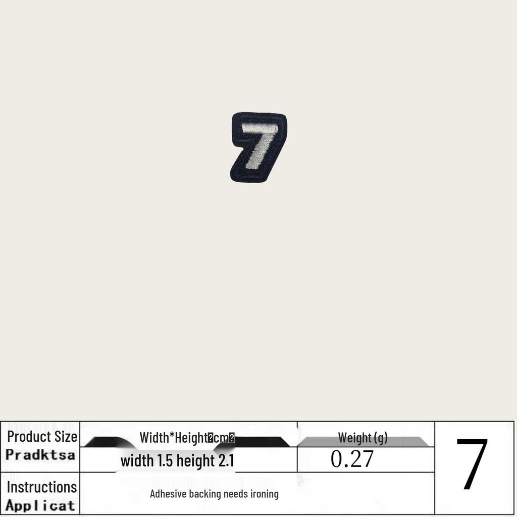 White 0-9 Iron-on Embroidered Number Patches for Clothing