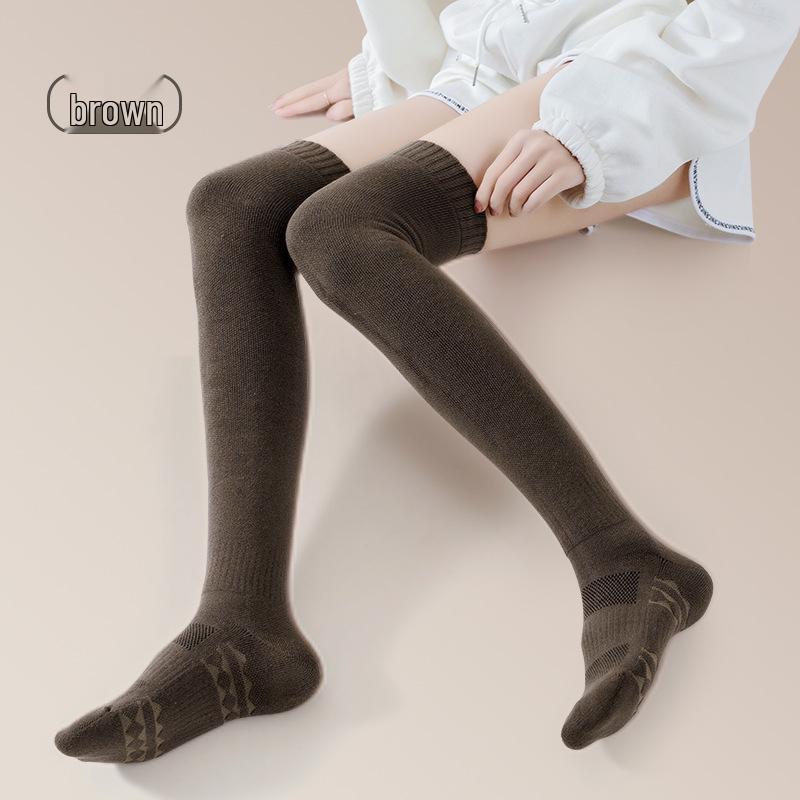 

Sport s House Женские зимние теплые махровые гольфы выше колена с нескользящей резинкой One Size коричневый