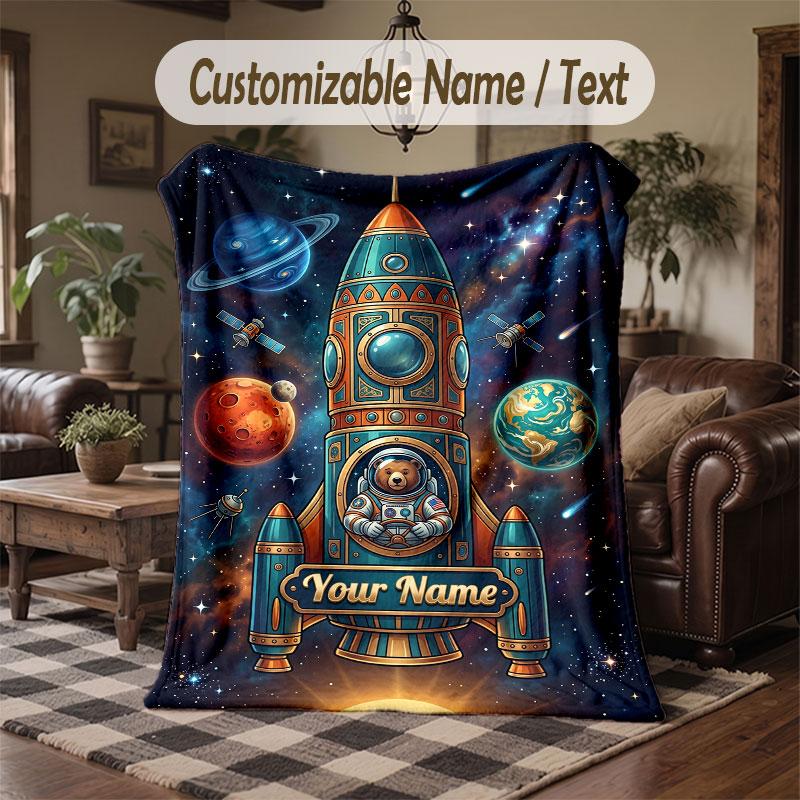 Coperta Cosmica a Tema Spaziale con Nome Personalizzato Testo Coperta Personalizzata Morbida Accogliente per Casa Divano Letto
