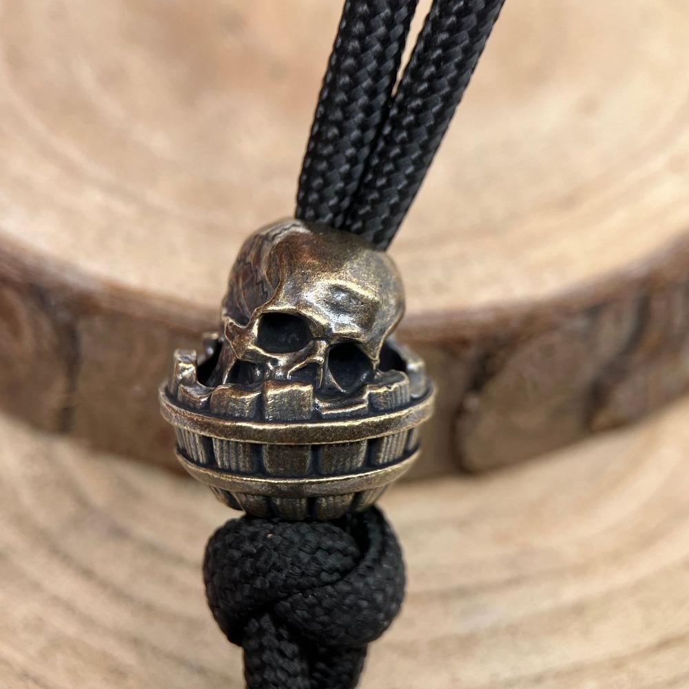 Wine Barrel Drunk Skull Head Brass Knife Bead EDC Outdoor DIY Accessories Woven Lanyard Pendant Jewelry Punk Bracelet Charms