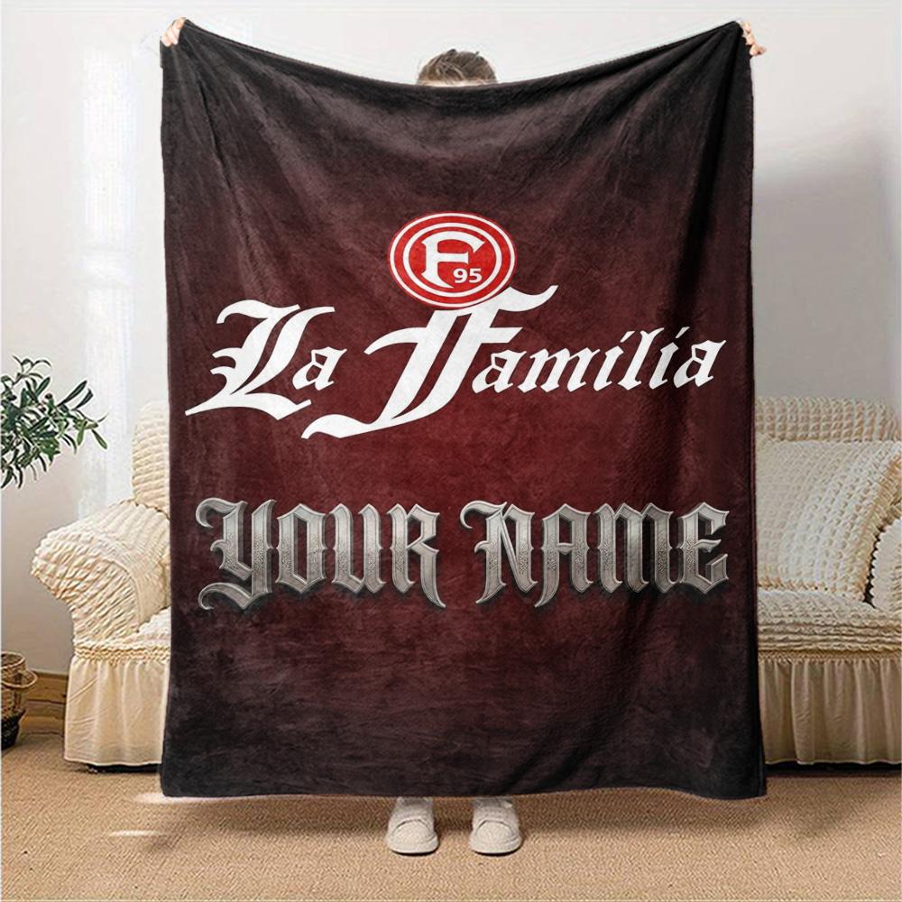 Name Custom Fortuna Düsseldorf Print Flannel Blanket High Quality Warm Comfortable Cover for All Seasons Perfect for Gifts Home Decor
