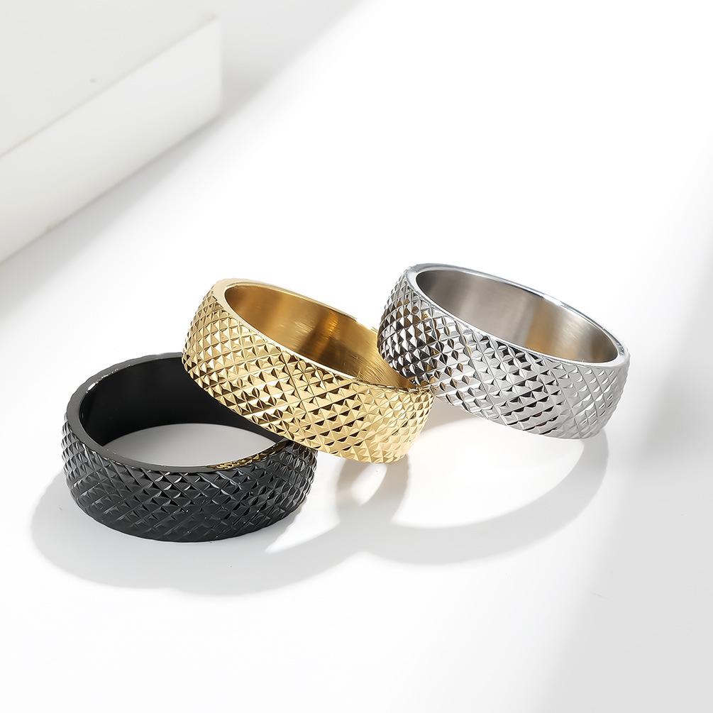 Jewelry Stainless Steel Rhombus Cut Face Men's Ring European and American Wind Titanium Steel Men's and Women's Neutral Wind Jewelry