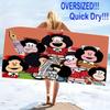 Mafalda Cartoon Print Beach Towel, Large Soft Quick Dry Towel for Beach Camping Swimming