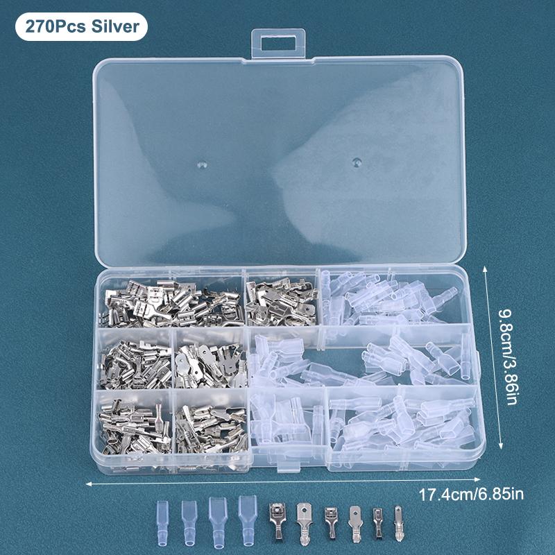 120/270/315Pcs 2.8/4.8/6.3Mm Spade Crimp Terminals Male Female Wire Connector Electrical Terminals Assorted Kit
