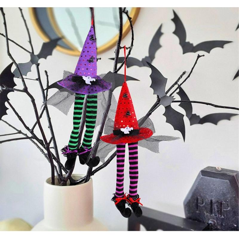 Set Of 5 Colorful Witch Hat Party Decorations Halloween Hanging Pendants Easy to Install Window Ornament for Home