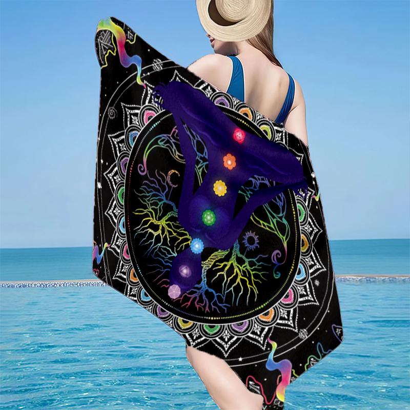 Moonlit Meditation Beach Towel, Super Soft Microfiber, Gift for Her/Him, Birthday, for Pool, Beach, Travel, Home Decor Fan gifts