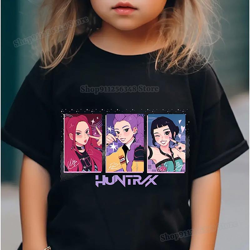 Barneklær Tegneserie Anime K-Pop Demonjegere Trykk T-skjorte Rumi Zoey Mira Topper Huntrix Saja Gutter Derpy Tiger Barneklær