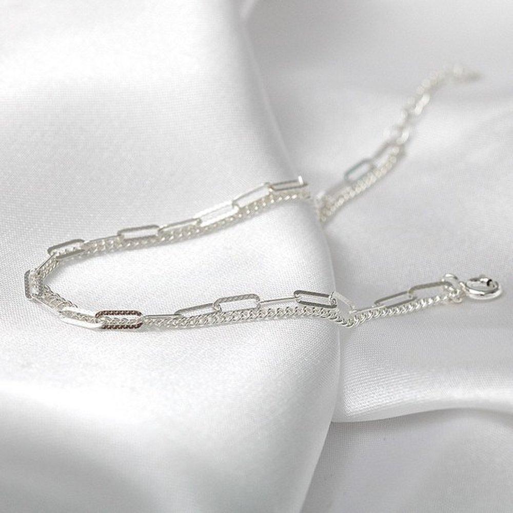 92.5 silver cutting point clip two-row chain silver bracelet girlfriend's birthday 100th day gift silver bracelet layered bracelet