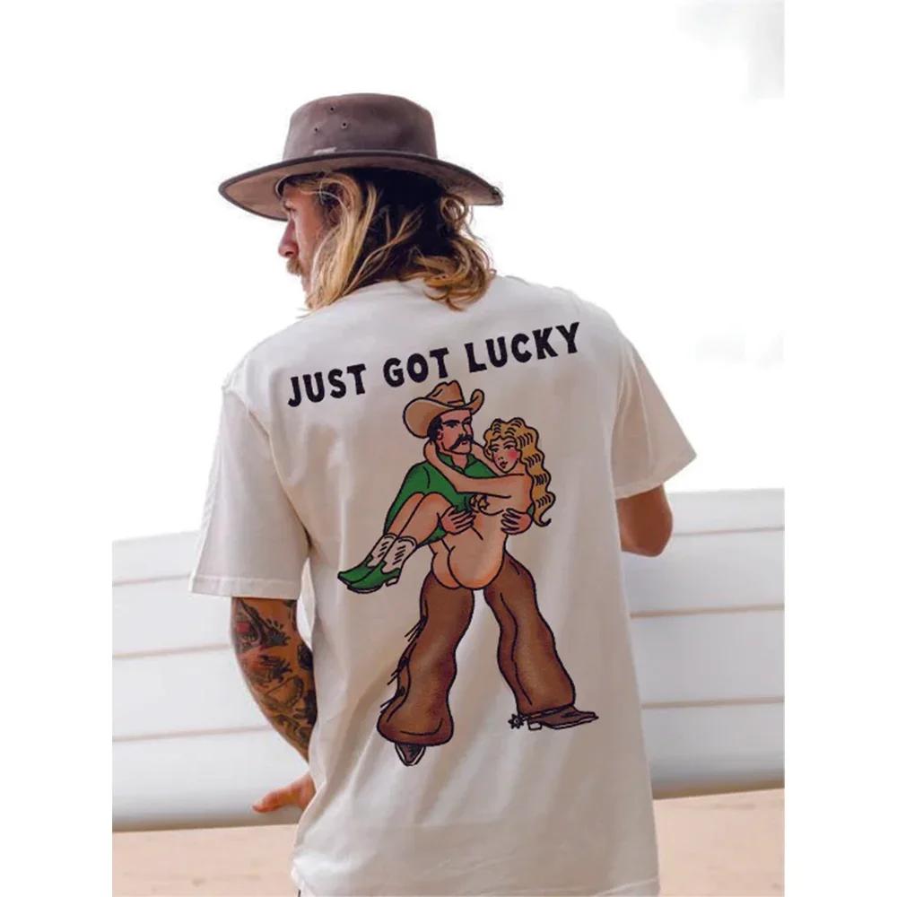 Men Cotton T-Shirt Short Sleeve Denim Graphic Apparel Harajuku Streetwear ONeck Tshirts Oversized Summer Men Tee Cowboy Clothing