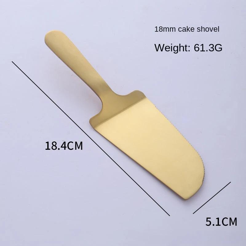 Golden cake spatula Stainless steel cake knife, fork and spoon set mooncake dessert spoon Western pastry baking tools