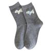 Bow Socks Medium Tube Socks Spring And Autumn Thin Pure Cotton Sweet Cute Cartoon Puppy Pile Socks Women