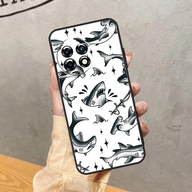 Cartoon Sharks Case For OnePlus Nord 5 CE 2 3 4 Lite N20 N30 OnePlus 15 15R 13 12 11 12R 13T 10T 13R Cover