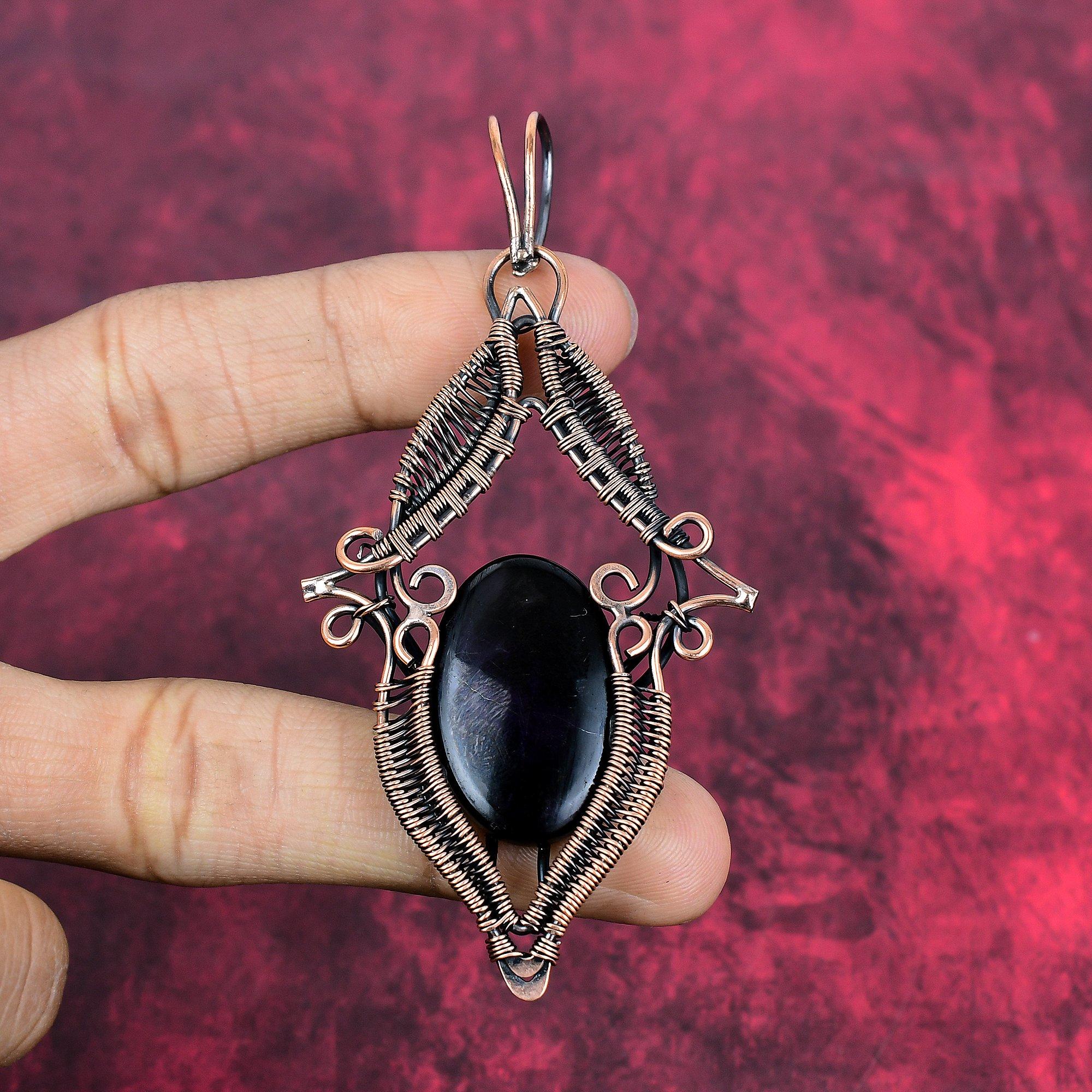 Sugilite pendant copper wire wrapped pendant handmade gemstone jewelry designer pendant copper wire wrap jewelry gifts for mom women pendant