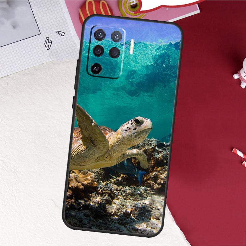 Cute Cartoon Turtles Case For Oppo A17 A57 A77 A74 A54 A94 A78 A98 A18 A60 A80 A40 A38 A58 A96 A76 A16 A15 A5 Pro