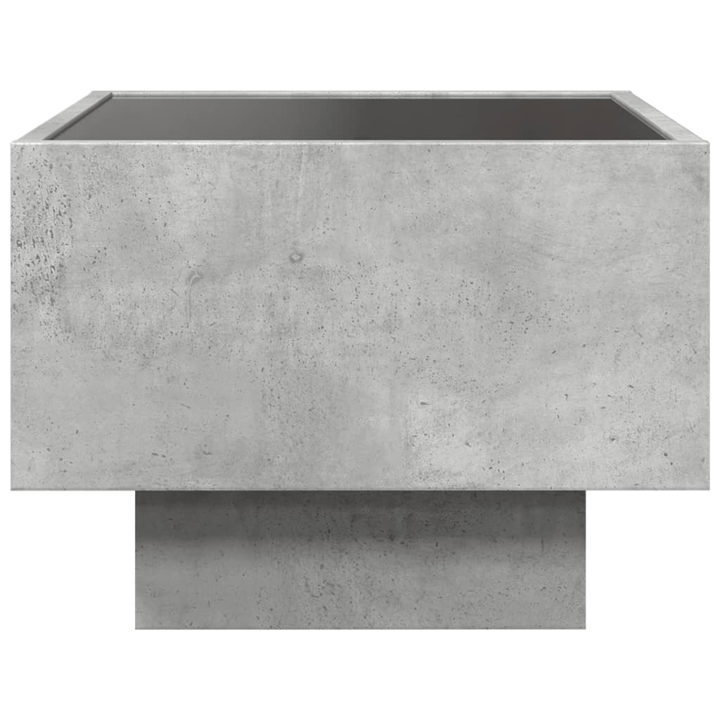 Side Table with LED Infinity Mirror Concrete Grey 40x40x30 cm Engineered Wood