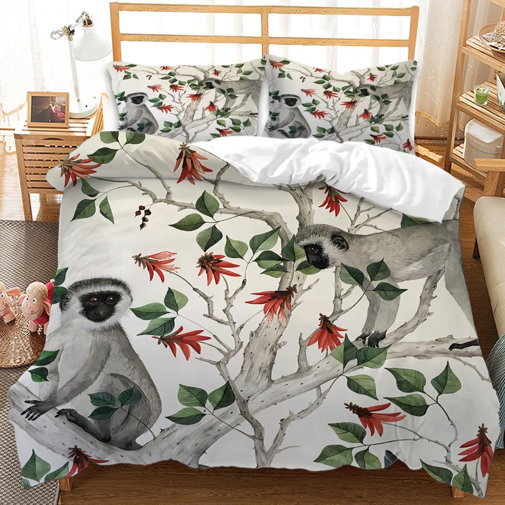 Three-Piece Cartoon Animal Panda Sloth Quilt Cover Digital Printing Bedding